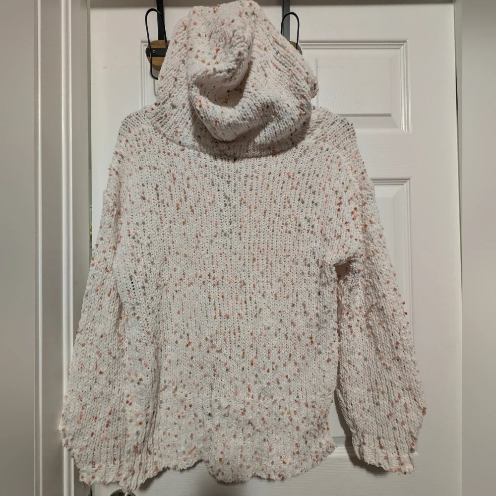 POL Chunky Knit Confetti Hoodie distressed oversized sweater Small Chenille Soft